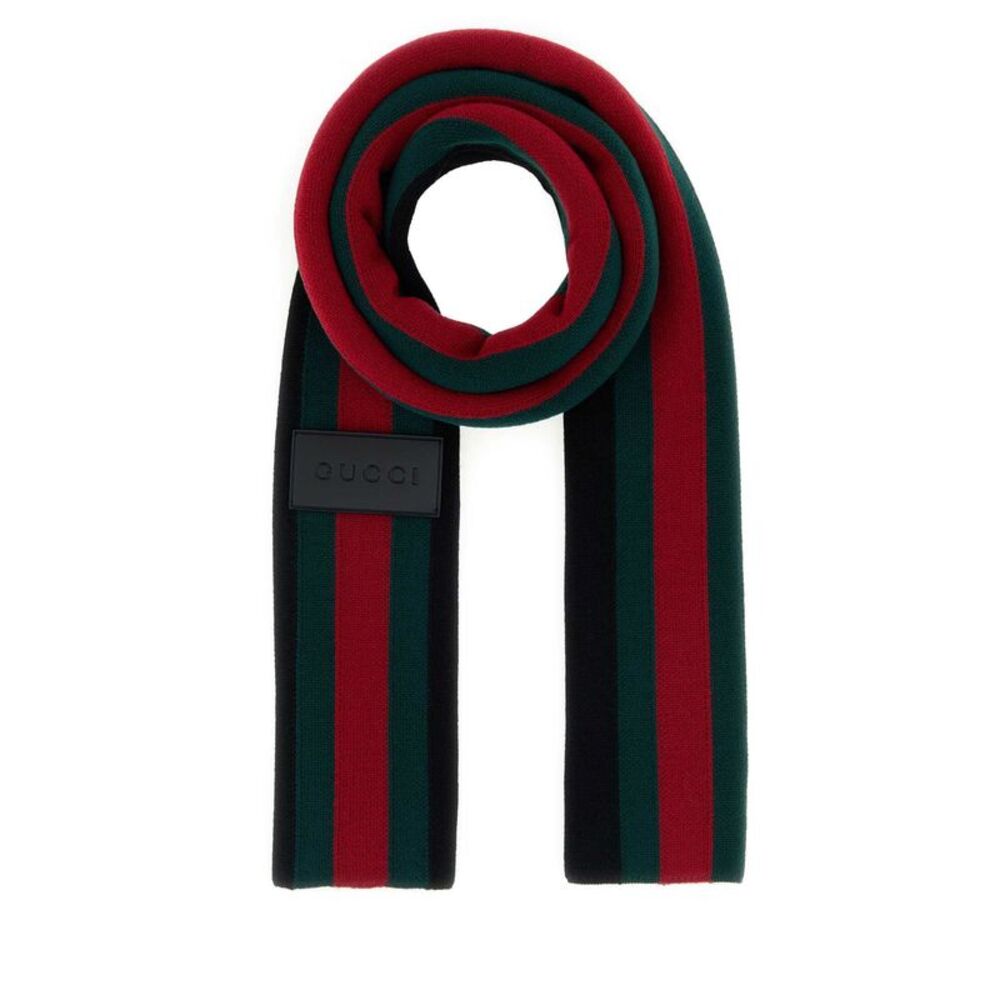 Gucci Men Black Wool Scarf